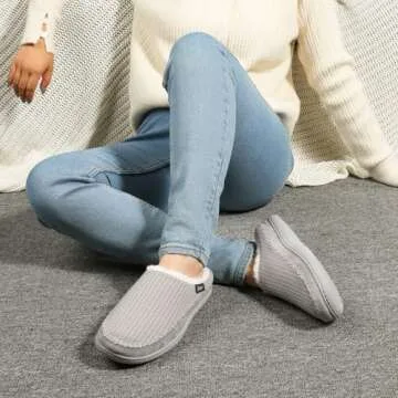 Zizor Women's Moselle Fuzzy Moccasin House Slippers Memory Foam Indoor (Heather Grey, Size 11-12)