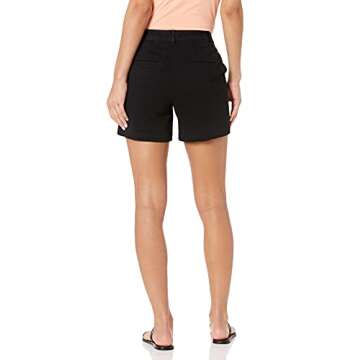 Amazon Essentials Women's Mid-Rise Slim-Fit 5 Inch Inseam Khaki Short (Available in Straight and Curvy Fits), Black, 12