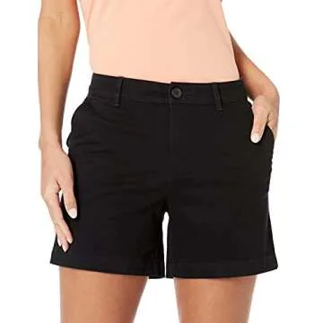 Amazon Essentials Women's Mid-Rise Slim-Fit 5 Inch Inseam Khaki Short (Available in Straight and Curvy Fits), Black, 12