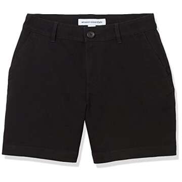 Amazon Essentials Women's Mid-Rise Slim-Fit 5 Inch Inseam Khaki Short (Available in Straight and Curvy Fits), Black, 12