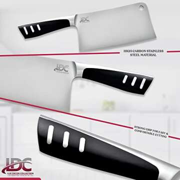 LDC Meat Cleaver 7" Inch Knife - High-Carbon Stainless Steel for Heavy-Duty, Chef Knife for Meat and Vegetable Slicing, Mincing and Chopping.