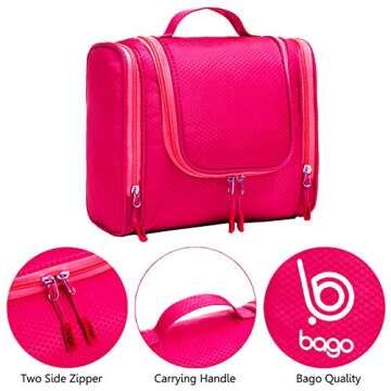 bago Travel Toiletry Bag for Women and Men - Large Waterproof Hanging Large Toiletry Bag for Bathroo...