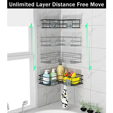 Purdaz Corner Bathroom Organizer with Adhesive Hooks