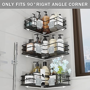 Purdaz Corner Bathroom Organizer with Adhesive Hooks