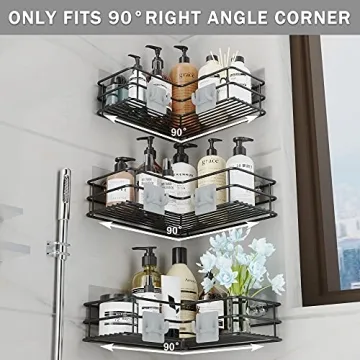 Purdaz Corner Bathroom Organizer with Adhesive Hooks