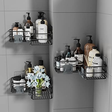 Purdaz Corner Bathroom Organizer with Adhesive Hooks