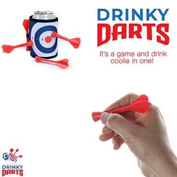 Drinky Darts Beer Game (2 Beverage Container Wraps with Darts) Party Drinking Game Beer Koozie Can Coolers for Beach Tailgating Camping Yardgames