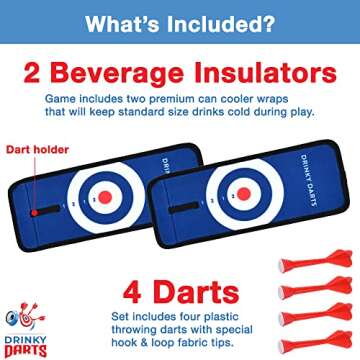 Drinky Darts Beer Game (2 Beverage Container Wraps with Darts) Party Drinking Game Beer Koozie Can Coolers for Beach Tailgating Camping Yardgames