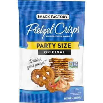 Snack Factory Original Pretzel Crisps, Non-GMO, 14 oz Party Size Bag