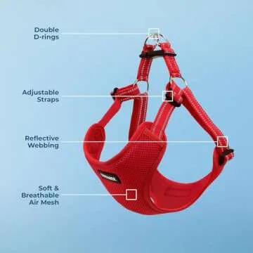 Best Pet Supplies Voyager Adjustable Dog Vest Harness Breathable No Pull Harness for Small, Medium, Large Dogs, Heavy Duty Harness for Walking, Jogging, Easy Step-in, Reflective Stripes - (Red), M