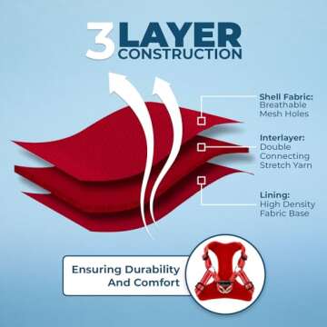 Best Pet Supplies Voyager Adjustable Dog Vest Harness Breathable No Pull Harness for Small, Medium, Large Dogs, Heavy Duty Harness for Walking, Jogging, Easy Step-in, Reflective Stripes - (Red), M