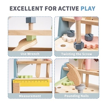 ROBOTIME Kids Tool Bench - Safe Educational Play Set for Toddlers