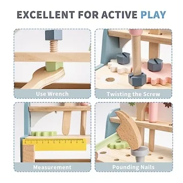 ROBOTIME Kids Tool Bench - Safe Educational Play Set for Toddlers