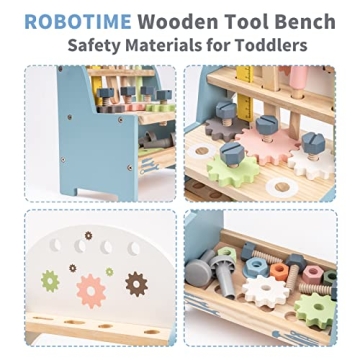ROBOTIME Kids Tool Bench - Safe Educational Play Set for Toddlers