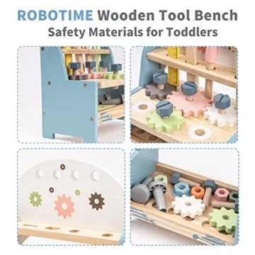 ROBOTIME Kids Tool Bench - Safe Educational Play Set for Toddlers