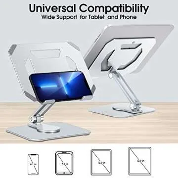 Arae Tablet Stand Holder for Desk - Adjustable 360° Aluminum
