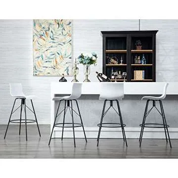 Awonde Modern White Swivel Bar Stools Set of 4