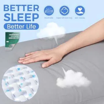 Grounding Pillowcase Queen Conductive Grounding Mat for Bed with 15ft Grounding Cord Organic Cotton Improve Sleep Gray 20x30in