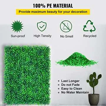 VEVOR Artificial Boxwood Panels, 14 PCS 20"x20" Boxwood Hedge Wall Panels, PE Artificial Grass Backdrop Wall 1.6", Privacy Hedge Screen for Decoration of Outdoor, Indoor, Garden, Fence, and Backyard