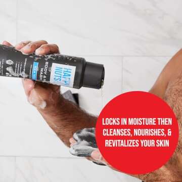 HAPPY NUTS Sea Man Body and Nut Wash - Moisturizing Men's Shower Gel, Bodywash with Deep Cleanse for...