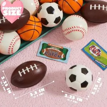 JOYIN 30 Pack Kids Valentines Day Gift Cards with Gift Mini Sports Ball Figure Stress Balls Squeeze Foam Balls for Classroom Exchange Prizes, Stress Relief, Valentine Party Favor Toys