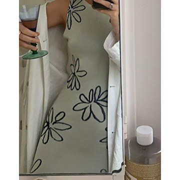 NUFIWI Women's Print Knit Bodycon Dress for Summer