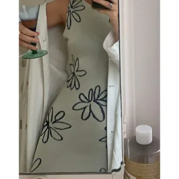 NUFIWI Women's Print Knit Bodycon Dress for Summer