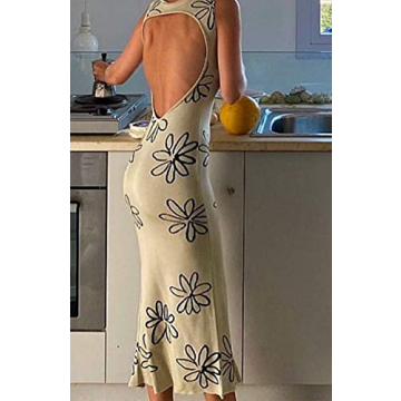 NUFIWI Women's Print Knit Bodycon Dress for Summer