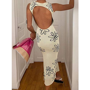 NUFIWI Women's Print Knit Bodycon Dress for Summer