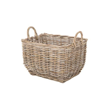 Kouboo Rectangular Wicker Basket - Handwoven Storage with Handles for Home Organization