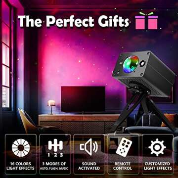 Star Projector, Purbert Galaxy Projector for Bedroom, 16 Colors Light Effect with Remote Control, Ni...