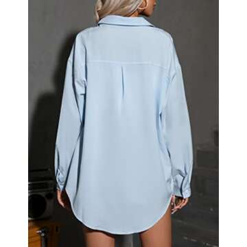 HOTOUCH Women's Snorkel Blue Oversized Button Down Shirt