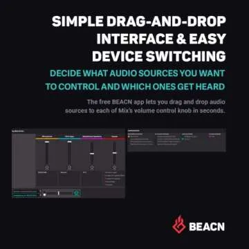 BEACN Mix USB C Audio Controller | Windows and MacOS Audio Mixer for Gaming or Work| 4-Channel Audio Control with 5" Full-Color Display & Precision Knobs | Drag-and-Drop Customization (Dark)