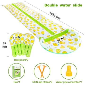 PANADAJOY Inflatable Lawn Water Slide with Sprinkler, Lawn Water Slide Summer Slip Toy with 2 Bodyboards, Sports Outdoor Garden Backyard Water Play Toys for Adults Kids Family Games