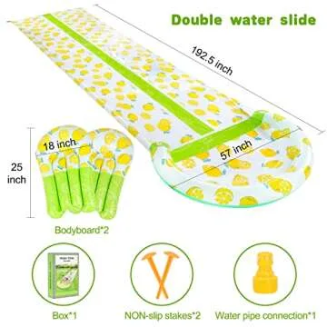PANADAJOY Inflatable Lawn Water Slide with Sprinkler, Lawn Water Slide Summer Slip Toy with 2 Bodyboards, Sports Outdoor Garden Backyard Water Play Toys for Adults Kids Family Games