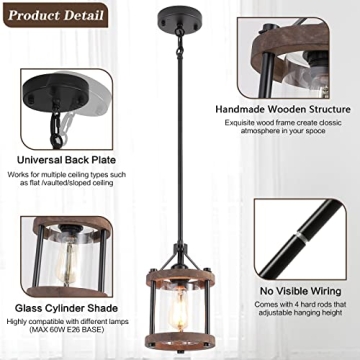 SGLfarmty Rustic Pendant Lights for Kitchen Island