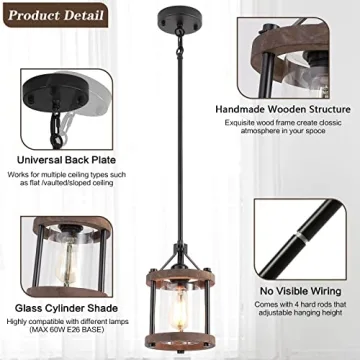 SGLfarmty Rustic Pendant Lights for Kitchen Island