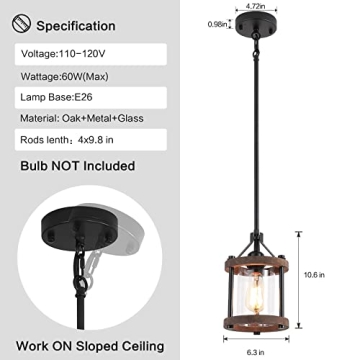 SGLfarmty Rustic Pendant Lights for Kitchen Island