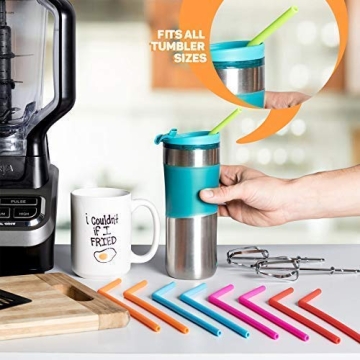 15 Colorful Flexible Silicone Straws for All Tumblers