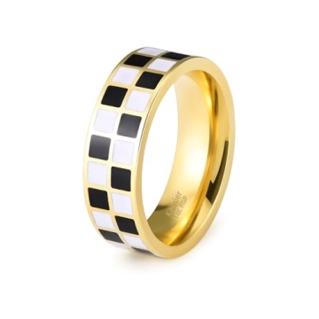 Exquisite 14k Gold Plated Checkerboard Rings - Elegant & Stackable