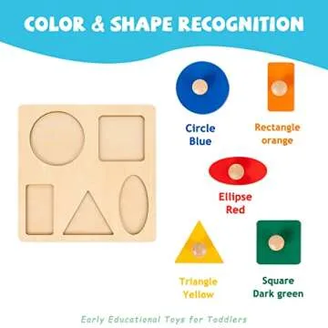 Montessori Toys for Babies 6-12 Months - Jumbo Knob Wooden Shape Puzzles