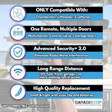 Garage Stop 2X 893LM 893Max for Chamberlain Craftsman Liftmaster Garage Door Opener Remote, 1993 to Present Gate Opener Remote, Replacement Garage Door Remote