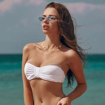 Lydow Gold Charm Necklace for Women, Shell Beach Summer Sun Starfish Turtle Necklaces Pendant Seashell Boho Jewelry Gifts Paperclip Chain Beachy Her