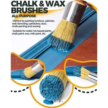 Professional Chalk and Wax Paint Brush Set, 2PC Oval and Round Chalk Paint Wax Brushes for Furniture Painting and Waxing, Home Decor, Cabinets, Stencils, Woods, DIY Art Crafts, 100% Natural Bristles