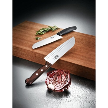 Victorinox 7 Inch Rosewood Santoku Knife with Granton Blade (6.8520.17RUS3)