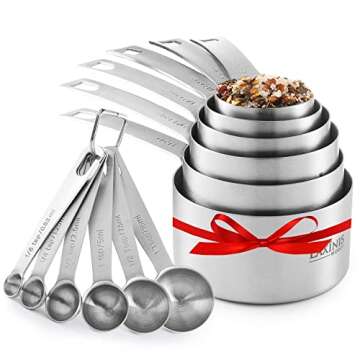 Stainless Steel Measuring Cups and Spoons Set, Heavy Duty 12 pcs set, 6 Measuring cups and 6 Measuring Spoons (1)