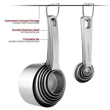Heavy Duty Stainless Steel Measuring Cups and Spoons Set
