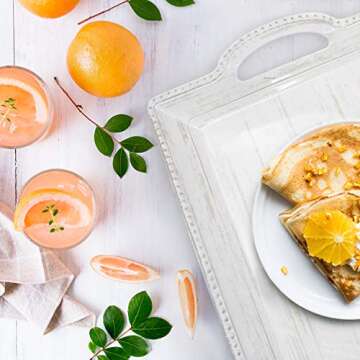 Zak Designs Melamine Serving Tray with Handles, 21 inches, French Country House (Oyster White)