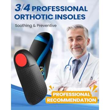 QBK 3/4 Arch Support Insoles for Pain Relief & Comfort