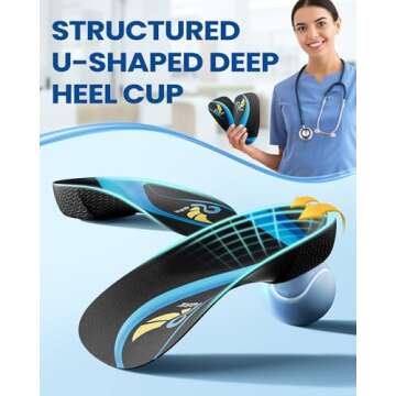 QBK 3/4 Arch Support Insoles for Plantar Fasciitis Relief